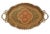 Antique Engraved Enameled 23" Oval Brass Tray For Sale