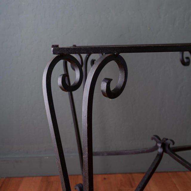 1930s French Art Deco Black Wrought Iron Outdoor Patio Garden Table For Sale - Image 5 of 18