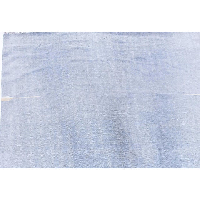 Doris Leslie Blau Mid-Century Indian Dhurrie Rug In Blue Flatweave Cotton - Pale For Sale - Image 4 of 7