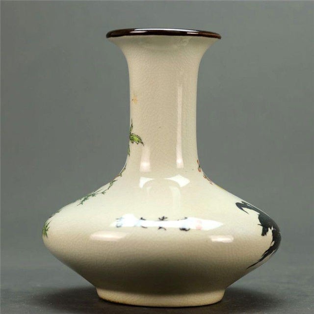 Chinese Vintage Chinese Rooster & Floral Porcelain Vase - 6.5" For Sale - Image 3 of 8
