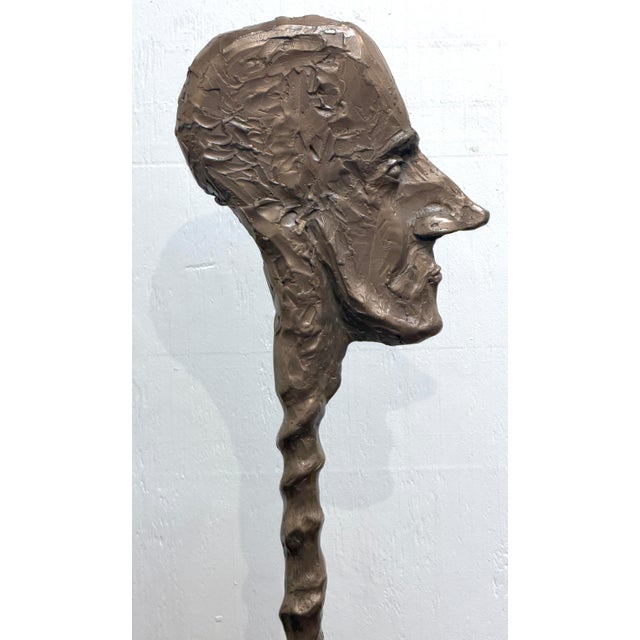 Giacometti School Bronze Male Figural Totem Sculpture, Museum Mounted, 20th C For Sale In Greensboro - Image 6 of 15
