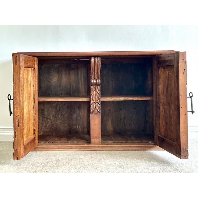 Rustic Vintage Spanish Carved Pecky Cypress Cabinet For Sale - Image 3 of 15