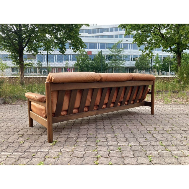 Vintage Cognac Caramel Aniline Leather Sofa, 1970s For Sale - Image 12 of 18