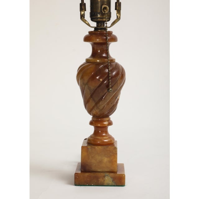 Gemstone Midcentury Carved Amber-Colored Onyx Table Lamp For Sale - Image 7 of 12
