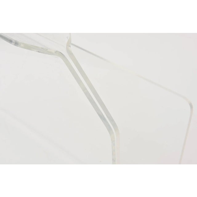 Transparent Vintage Lucite Two Compartment Magazine Holder or Stand With Handle 1970's For Sale - Image 8 of 11