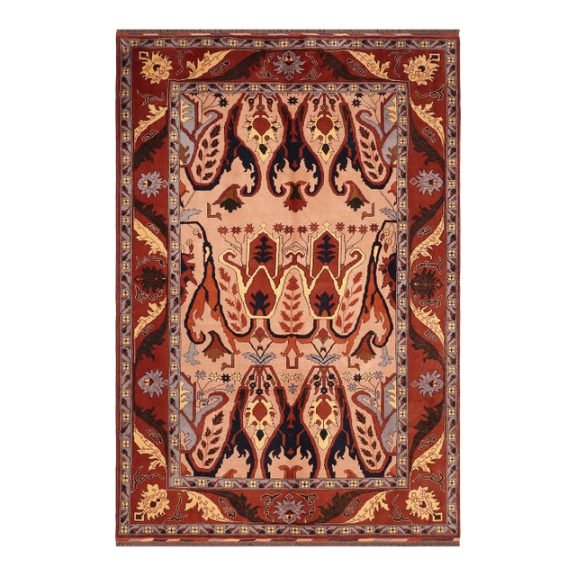 Rustic Kargahi 1980's Tan/Rust Wool Rug - 6'2'' X 9'0'' For Sale