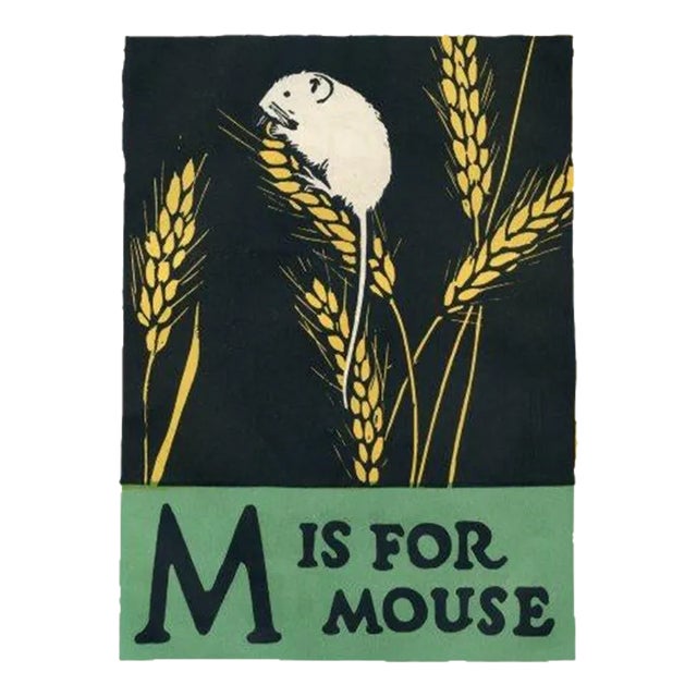 1920s, M Is for Mouse Print, Original Vintage Children’s Print, Lithograph, ABCs For Sale