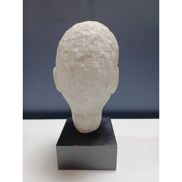 Abstract Vintage Marble Carved Hardwood of Man on Stand For Sale - Image 3 of 4