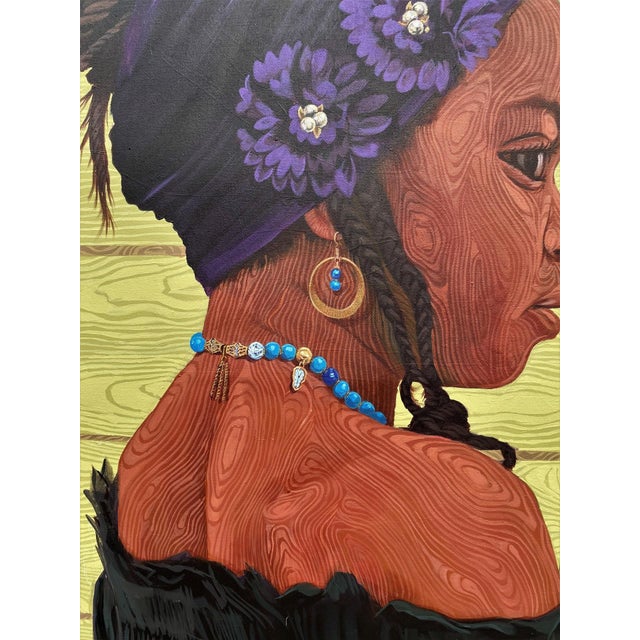 Figurative Dolls, Not Babies by Joseph Idowu | Acrylic on canvas Portrait of a girl holding a stuffed animal. For Sale - Image 3 of 5