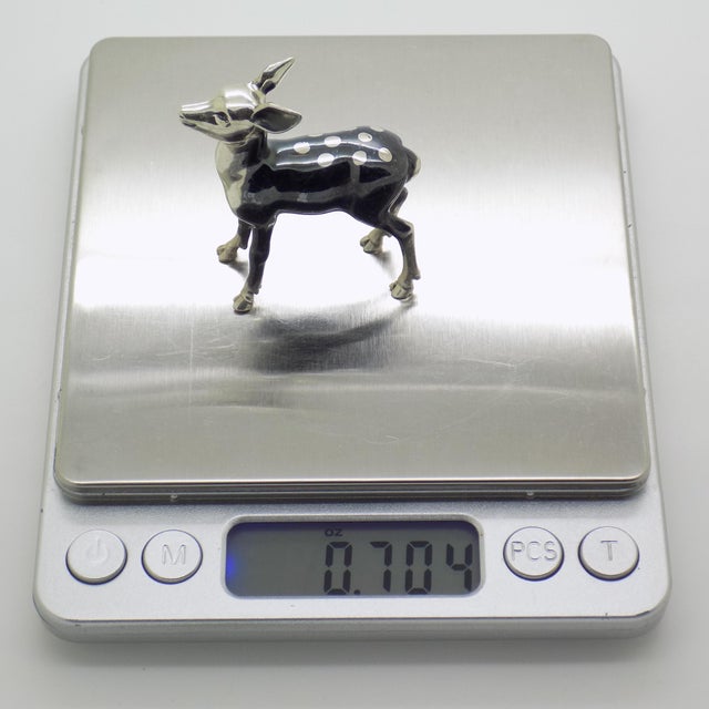 Vintage Italian Handmade Genuine Sterling Silver 925 Saturno Brand Deer Figurine Sculpture For Sale - Image 9 of 10