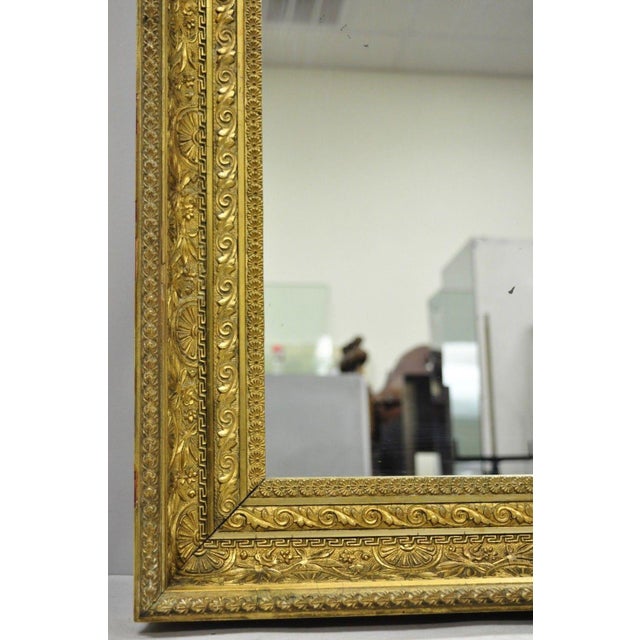19th Century Gold Gilt Gesso Wood Frame Wall Mirror With Foliate