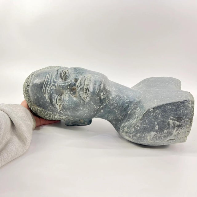 Early 20th Century Large Nicholas Tandi Carved Shona Bust MATTER COLLECTION For Sale - Image 10 of 11