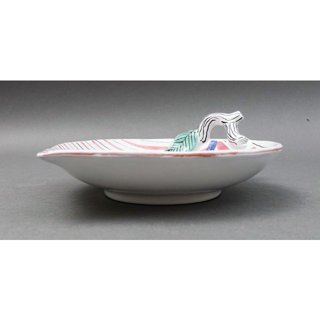 Mid-Century Modern Mid 20th Century Stig Lindberg Gustavsberg Sweden Leaf Art Pottery Bowl Dish For Sale - Image 3 of 12