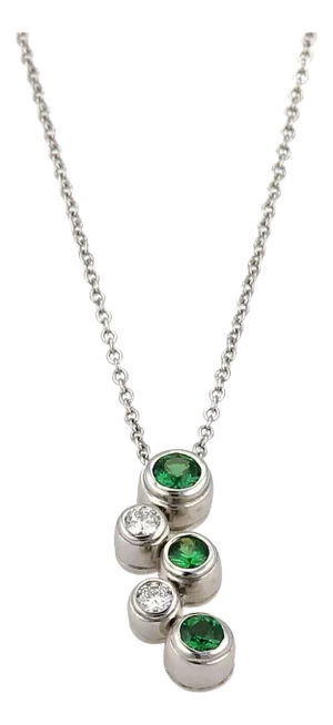 Tiffany & Co. Bubble Diamond Tsavorite Platinum Pendant Necklace