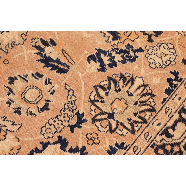 Textile Shabby Chic Ziegler Rose Blue Hand-Knotted Wool Rug - 6'0'' X 9'0'' For Sale - Image 7 of 8