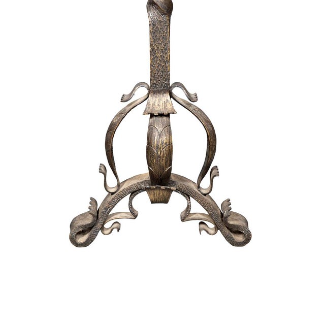 Metal Pair of Art Nouveau Wrought Iron Andirons For Sale - Image 7 of 9