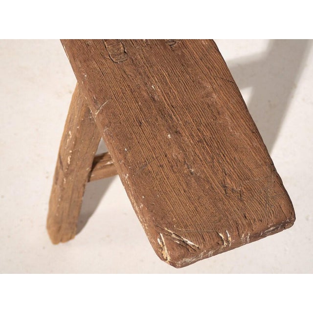 Wood Antique Long Bench in Elm, 1870s For Sale - Image 7 of 8