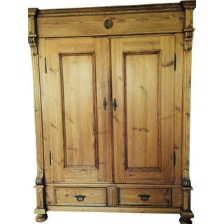 German Antique Pine Armoire For Sale