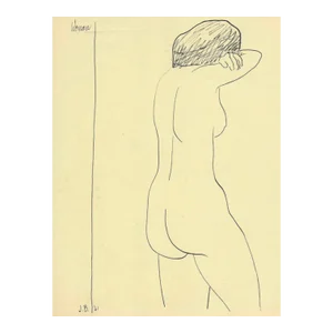 1961 Anguished Nude Female Drawing by James Bone
