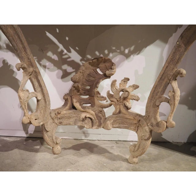 Circa 1750 Bleached Oak Rococo Console Table With Royal Flemish Red Marble Top For Sale - Image 11 of 13