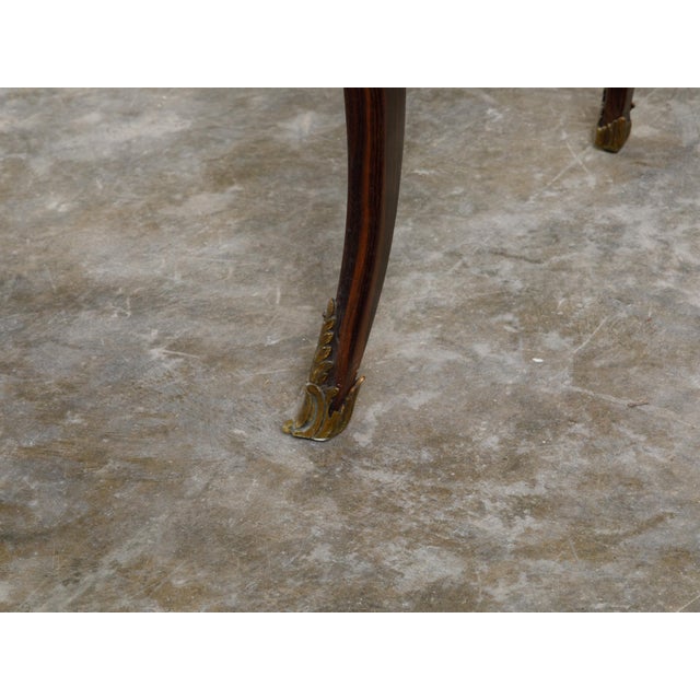 French 19th Century Louis XV Style Walnut Side Table with Grey Marble Top For Sale - Image 9 of 12