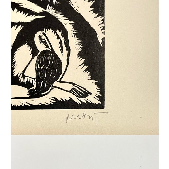 Reuven Rubin, Rare 1923 Cubist Reuven Rubin Woodcut Woodblock Print Israeli Hasidic Judaica For Sale - Image 4 of 13
