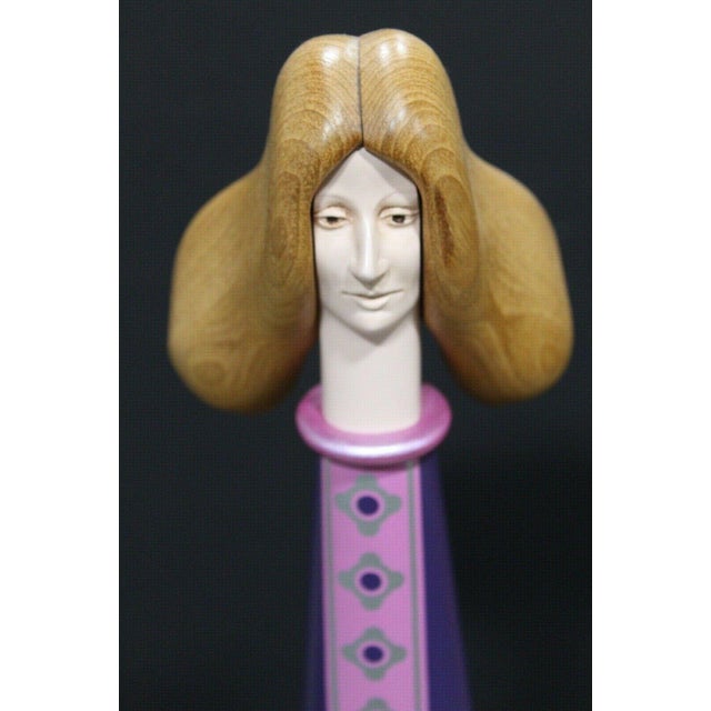 1980s "Woman in Purple" Figurative Surrealist Wood Sculpture by JW Eaton For Sale - Image 4 of 11