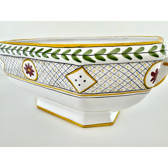 Rustic European 1978 Signed Hand-Painted Ceramic Jardiniere Planter, Made in Portugal for Sigma by McMxxiv For Sale - Image 3 of 11