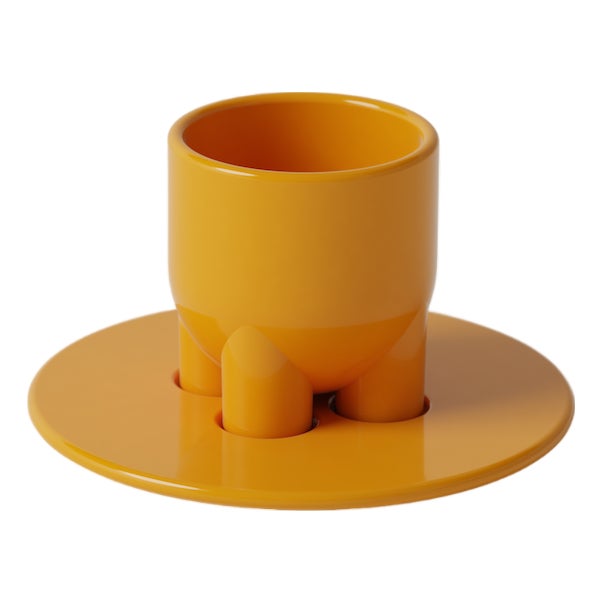 Uuuuccio Cappuccino Cup and Saucer Mango by Burgio. For Sale