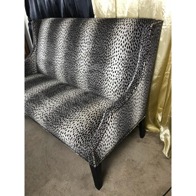 Contemporary Vintage Southern Furniture Co. Hollywood Regency Snow Leopard Velvet Settee For Sale - Image 3 of 10