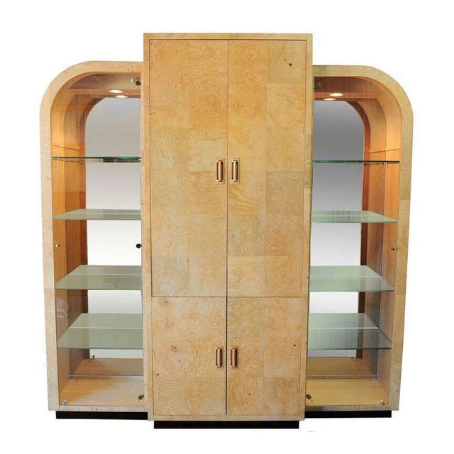 Milo Baughman Style Henredon Scene Two Burl Wood Bar Cabinet