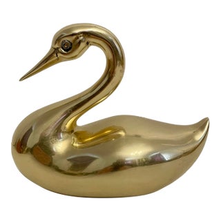 Dolbi Cashier Large Brass Swan Sculpture For Sale