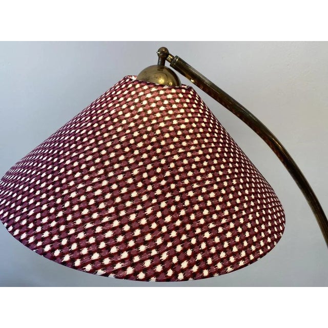 1950s Large Mid-Century Arch Floor Lamp with Fabric Shade, Germany, 1950s For Sale - Image 5 of 11