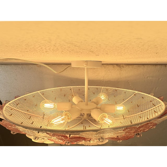 2020s Venetian Transparent and Ametista Flowers Murano Glass Flush Mount in Barovier Style For Sale - Image 5 of 8
