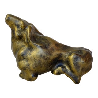 Signed Mid-Century Modern Brutalist Ceramic Bull Sculpture by Boštjan Putrih, 1970s For Sale