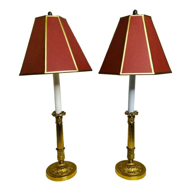 Maison Jensen Style Gilt Neoclassical Table Lamps a Pair For Sale