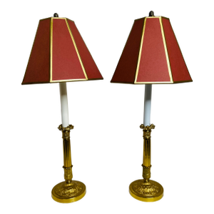 Maison Jensen Style Gilt Neoclassical Table Lamps a Pair