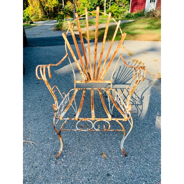 Vintage Wrought Iron Outdoor Garden Chair, Attributed For Sale In New York - Image 6 of 10