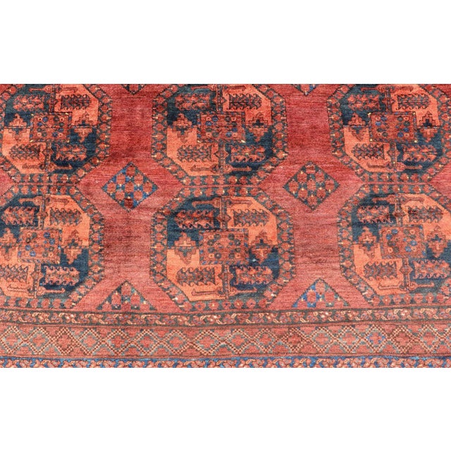 Early 20th Century Turkomen Ersari Rug in Wool With Repeating Sub-Geometric Gul Design For Sale - Image 10 of 13