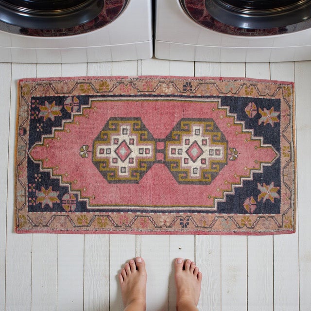 Contemporary Hand Knotted Small Turkish Rug Wool Door Mat Entry Decor - 23'' X 40'' For Sale - Image 3 of 14