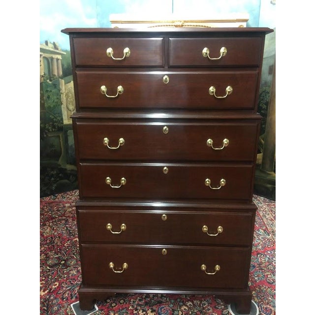 Vintage Chest on Chest, Mahogany Tall Chest of Drawers, Lexington Furniture For Sale - Image 10 of 14