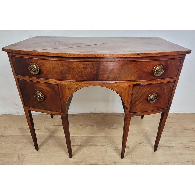 English Regency Bowfronted Sideboard with Drop Handles, 1800s For Sale - Image 9 of 18