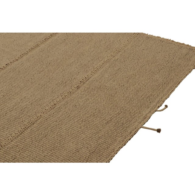 Rug & Kilim Rug & Kilim’s Contemporary Kilim in Sandy, Solid Beige-Brown Panel Woven Style For Sale - Image 4 of 7