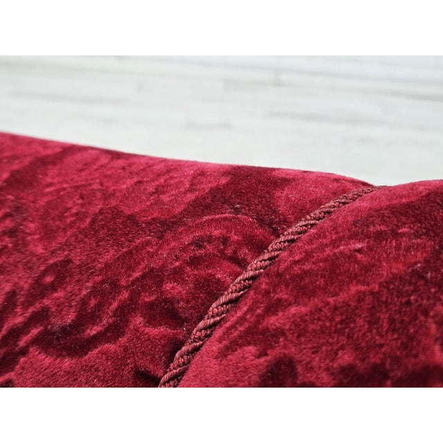 Red Set of Vintage Danish Lounge Chairs in Red Cotton and Wool Fabric, 1950s For Sale - Image 8 of 18