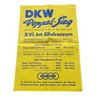 DKW Motorcycles Double Victory Eiffel Race Poster, 1953 For Sale