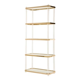 1970s Lucite and Polished Brass Etagere For Sale