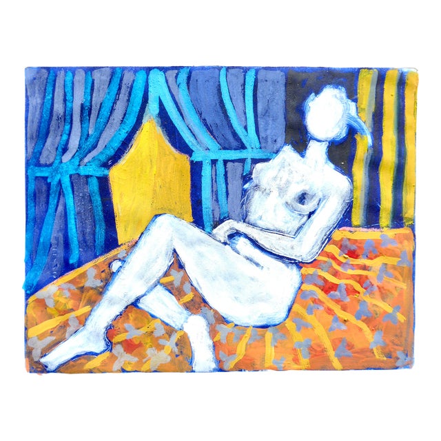 "French Model in White" Contemporary Painting on Paper by Martha Holden For Sale