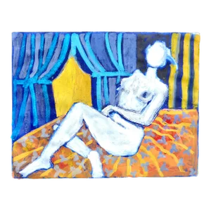 "French Model in White" Contemporary Painting on Paper by Martha Holden