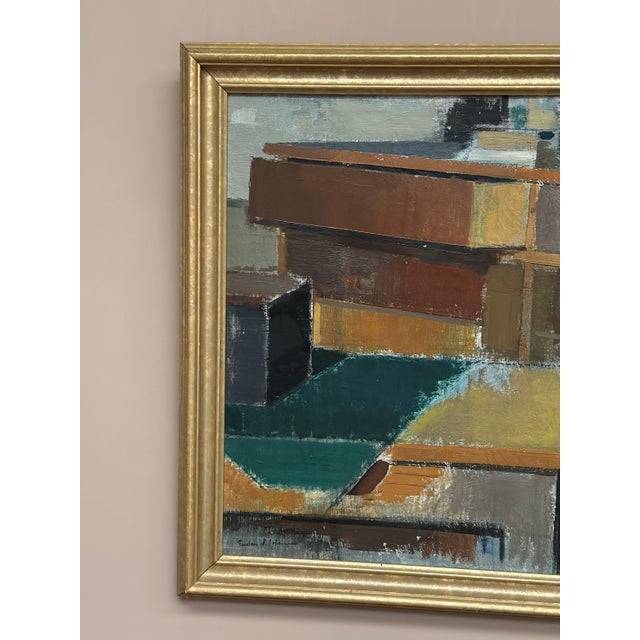 Gustav Adolf Johansson, Cubist Rooftops, 1950s, Oil on Canvas, Framed For Sale - Image 8 of 18