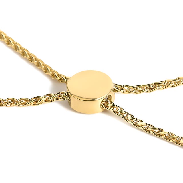 Contemporary 14K Gold Plated Sterling Silver 1/3 Cttw Diamond Slider Link Bolo Bracelet For Sale - Image 3 of 4
